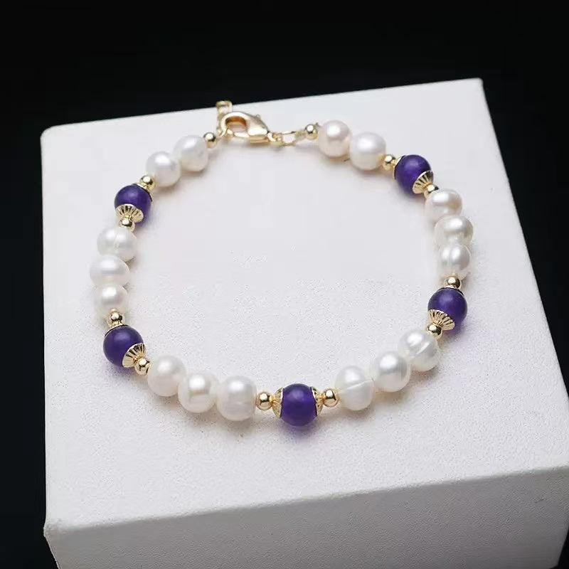 Adjustable natural freshwater pearl bracelet