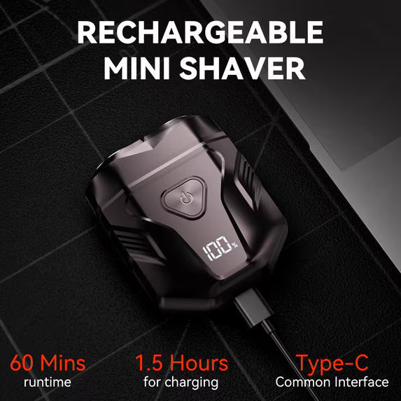 Mini X Electric Shaver for Men, Cordless Rechargeable Travel Razor, Waterproof Wet and Dry Beard Shaver