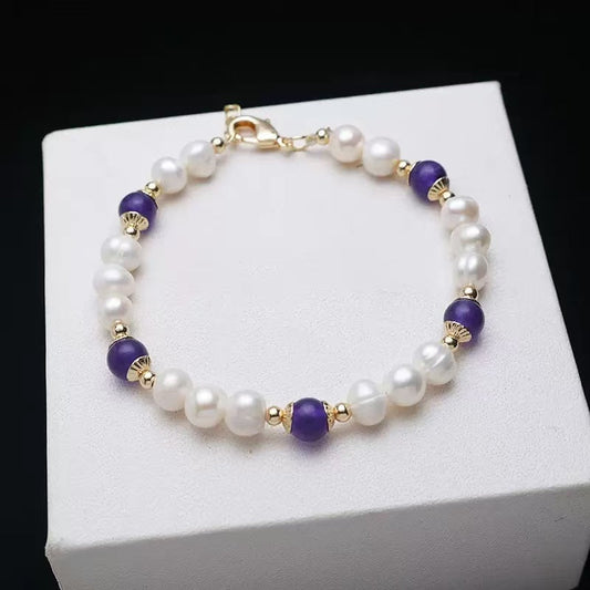 Adjustable natural freshwater pearl bracelet