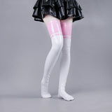 glossy over-the-knee socks