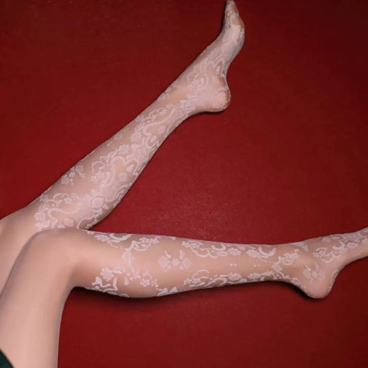 Vintage Elegant Hollow Out Floral Lace Stockings
